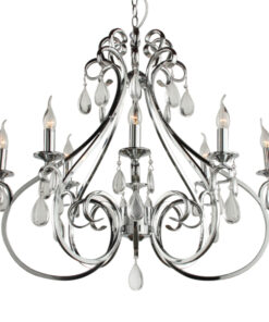 Hanglamp Milano 8 lichts ovaal transparant kristal glans chroom