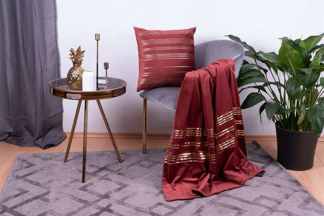 Decorative cushion & blanket Prisma 525 set of 2 red / gold - Afbeelding 3