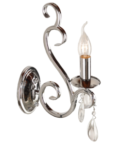 Wandlamp Milano 1 licht + transparant kristal glans chroom