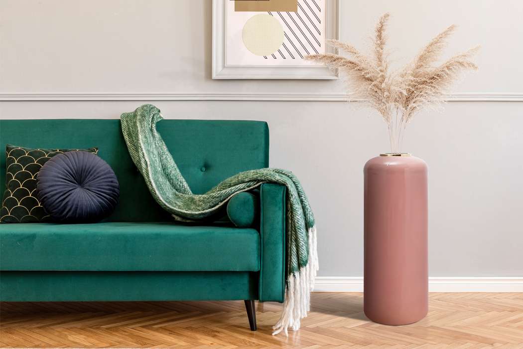 Vaas Art Deco 205 hoog, roze/goud - Afbeelding 2