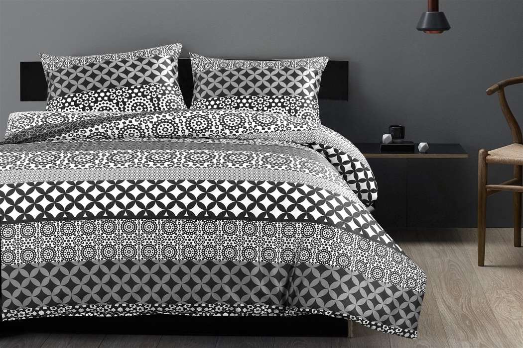 Bed linen Stereo 100-NL Black / White 240cm x 240cm / 60cm x 70cm (2 pcs.) - Afbeelding 2