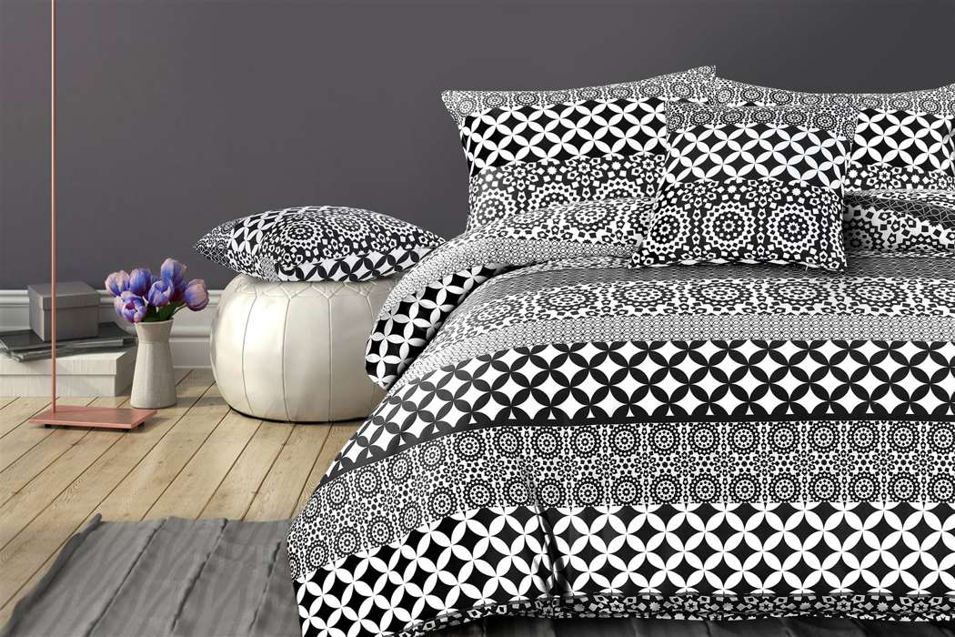Bed linen Stereo 100-NL Black / White 240cm x 240cm / 60cm x 70cm (2 pcs.) - Afbeelding 4