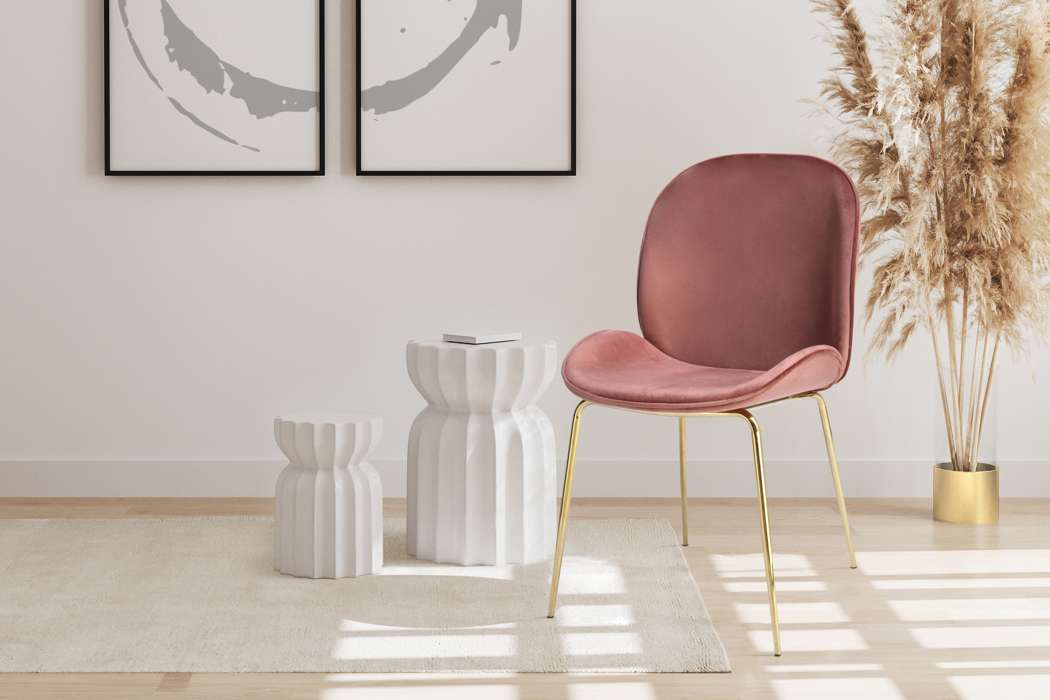 Charlize 110 Chair Set of 2 Old Pink / Brass - Afbeelding 3
