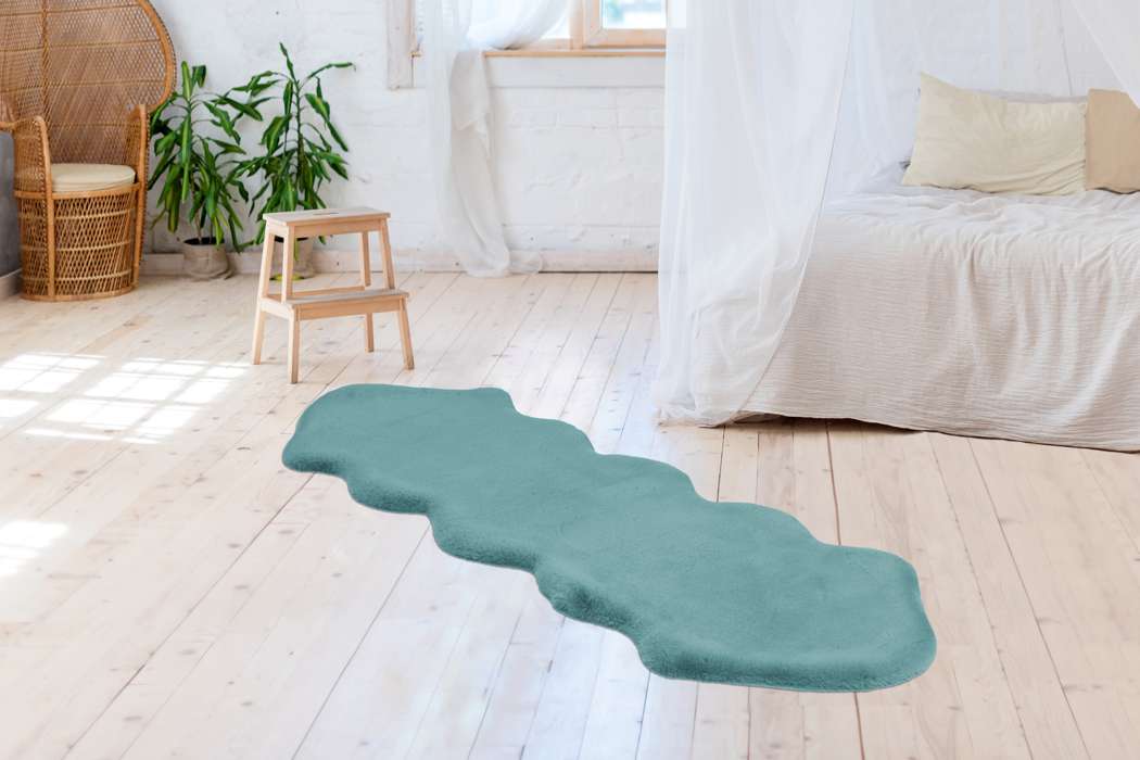 Rabbit Double Sheepskin 300 turquoise 60x180cm - Afbeelding 2