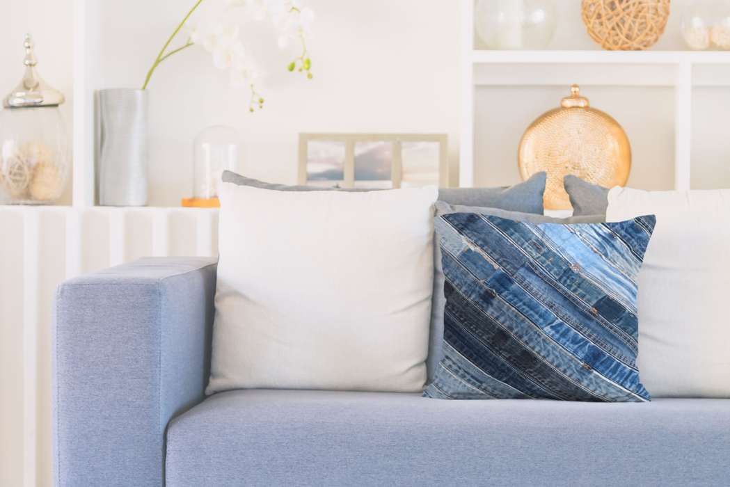 Denim kussen 210 Jeansblau 45cm x 45cm - Afbeelding 2