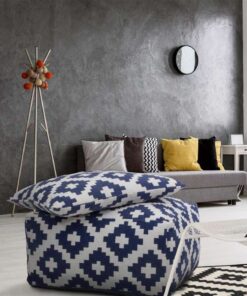 Alternative view of Unwind poef & kussen Set 260 wit / blauw 80cm x 80cm