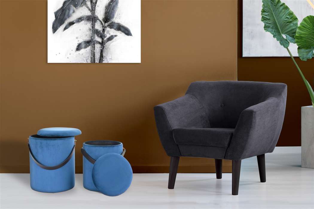 Krukje Arabella 125 set of 2 blue / black - Afbeelding 2