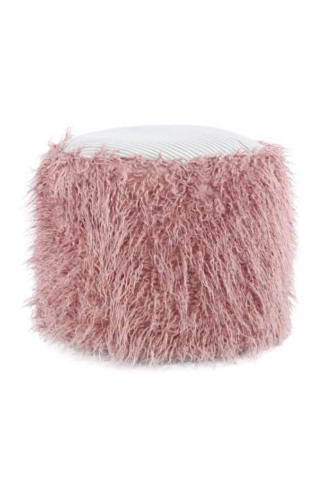 Fake fur poof Bobtail 125 roze/grijs