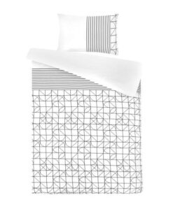 Bed linen Kennedy 100-FR White / Black 220cm x 240cm / 65cm x 65cm (2 pcs.)