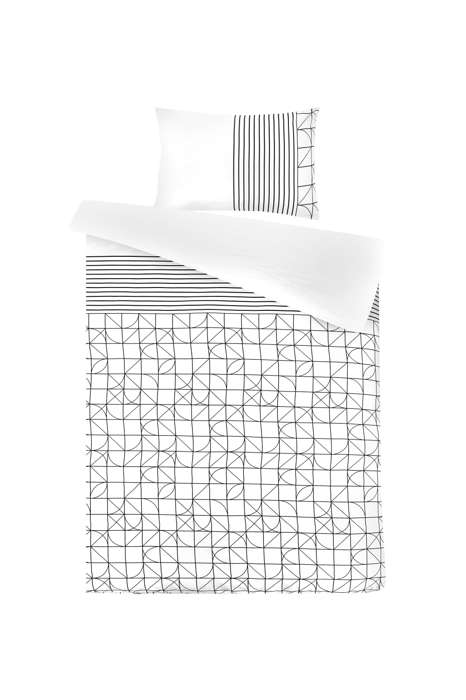 Dekbed Kennedy 100-GB wit / zwart 225cm x 225cm / 50cm x 75cm (2 Stk.)