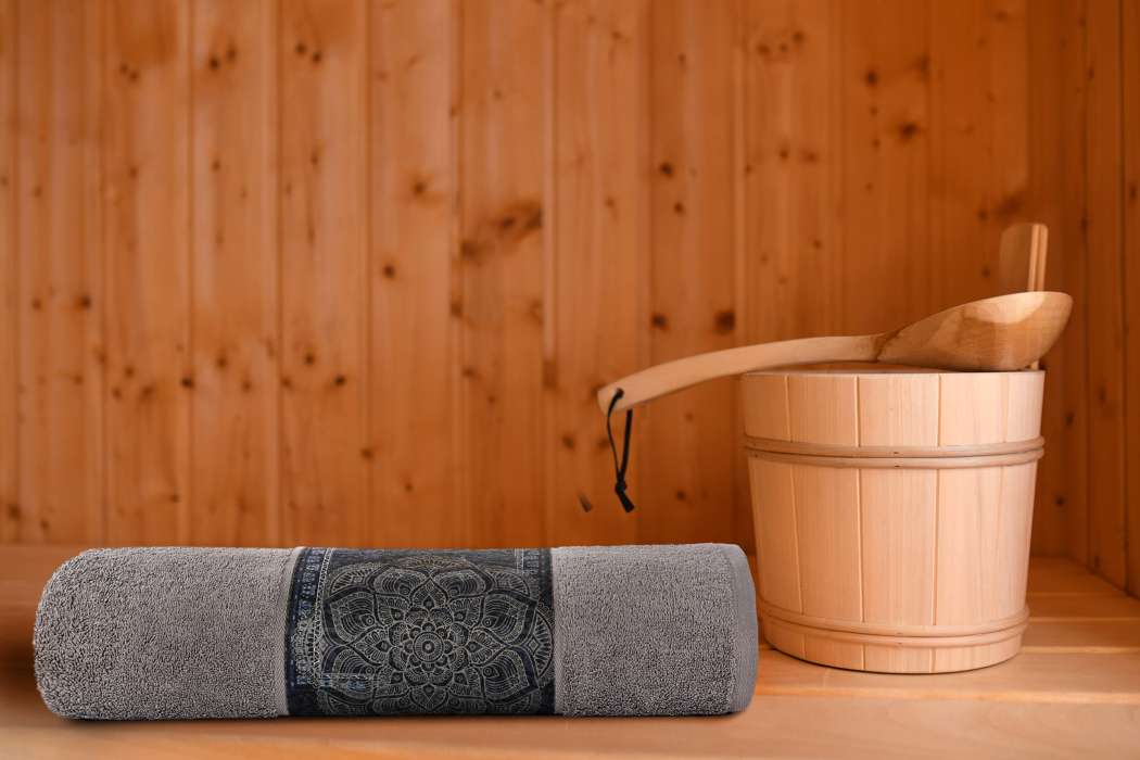 Sauna towel Medley 100 gray / blue - Afbeelding 2