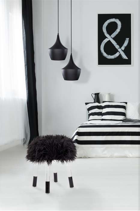 Faux Fur poof Laika 110 zwart - Afbeelding 2
