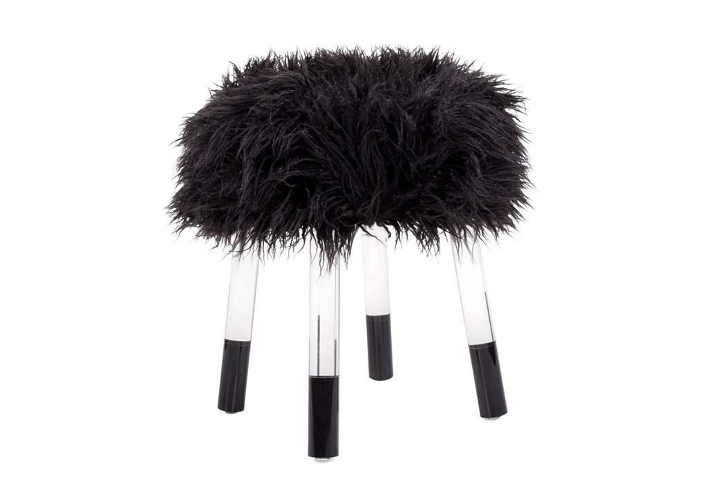 Faux Fur poof Laika 110 zwart