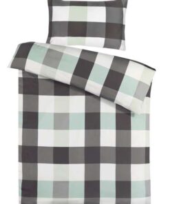 Bed linen Nevada 100-DE Anthracite / Mint 155cm x 220cm / 80cm x 80cm