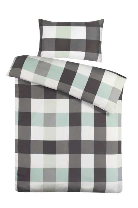 Bed linen Nevada 100-GB anthracite / mint 225cm x 225cm / 50cm x 75cm (2 pieces)