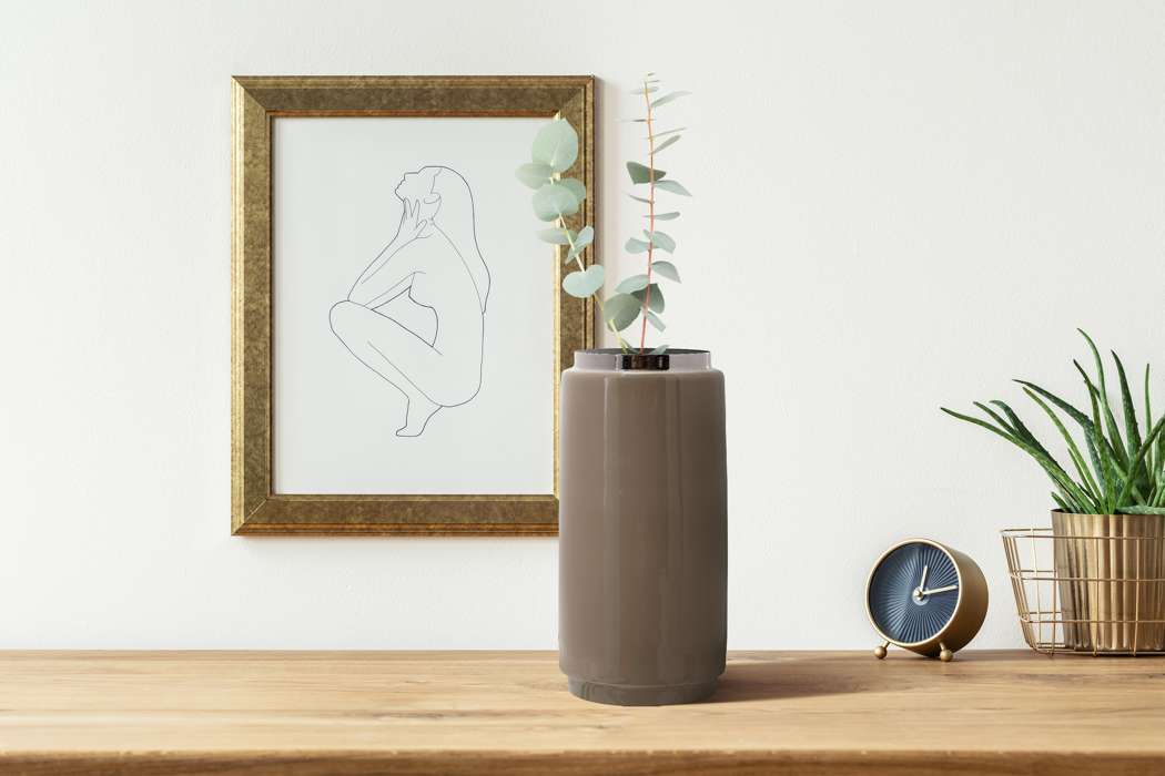 Vaas Art Deco 455 taupe/zilver - Afbeelding 2