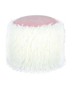 Fake fur poof Bobtail 125 wit/roze