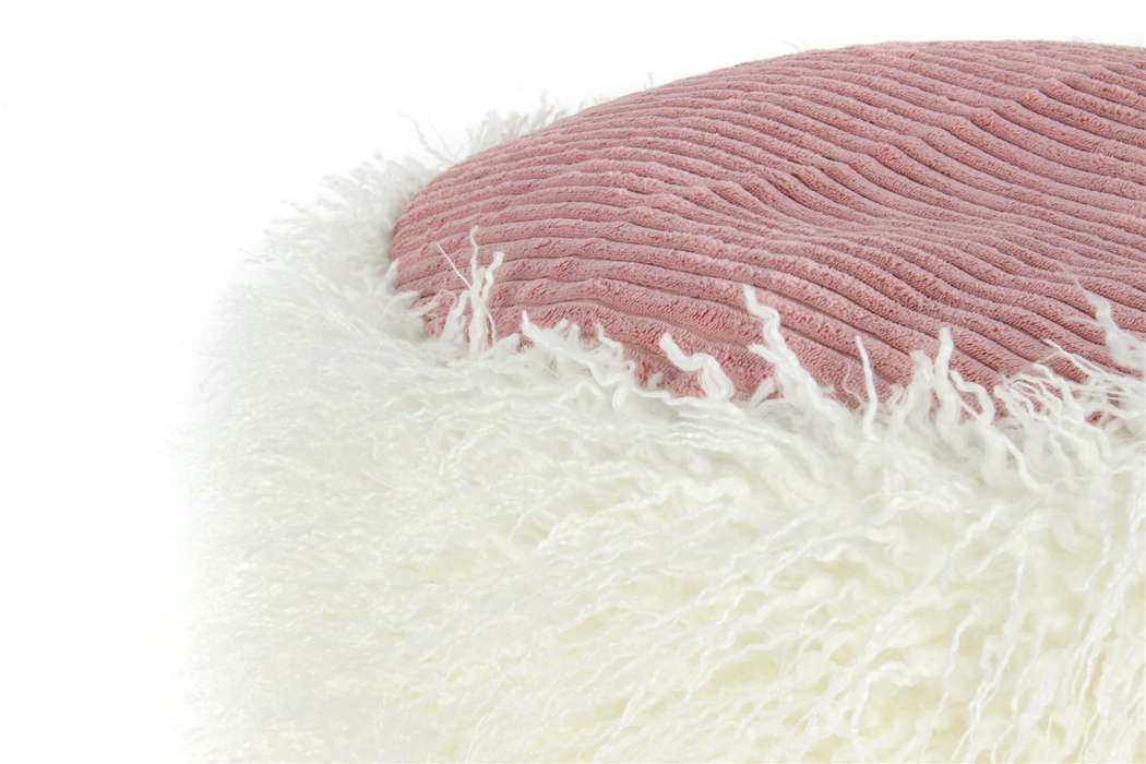 Fake fur poof Bobtail 125 wit/roze - Afbeelding 3