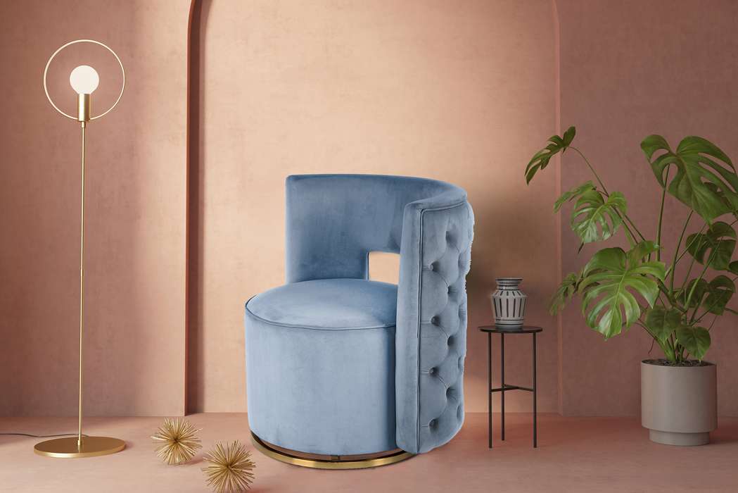 Armchair swivel armchair Sophistic 125 light blue / gold - Afbeelding 4