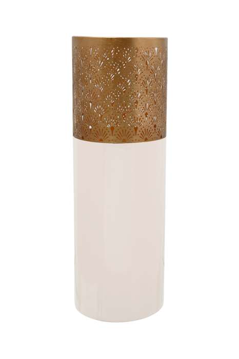 Vaas Art Deco 1085 hoog, roze/goud
