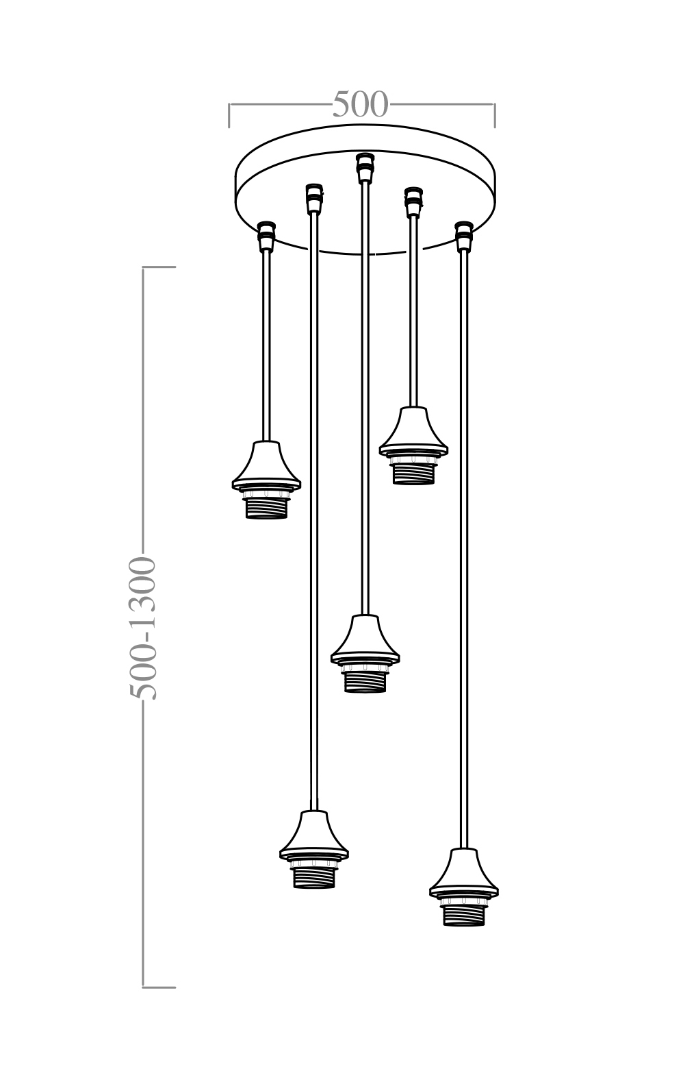 Hanging lamp Vilmar 5-L round gold - Afbeelding 4
