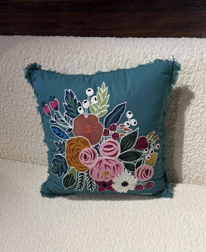 Kussen geborduurd 45x45 groen - Afbeelding 2