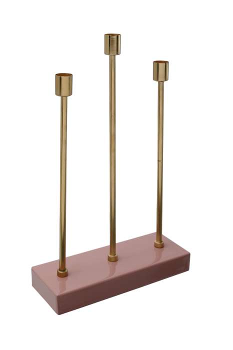 Candle Holder Art Deco 325 pink / gold