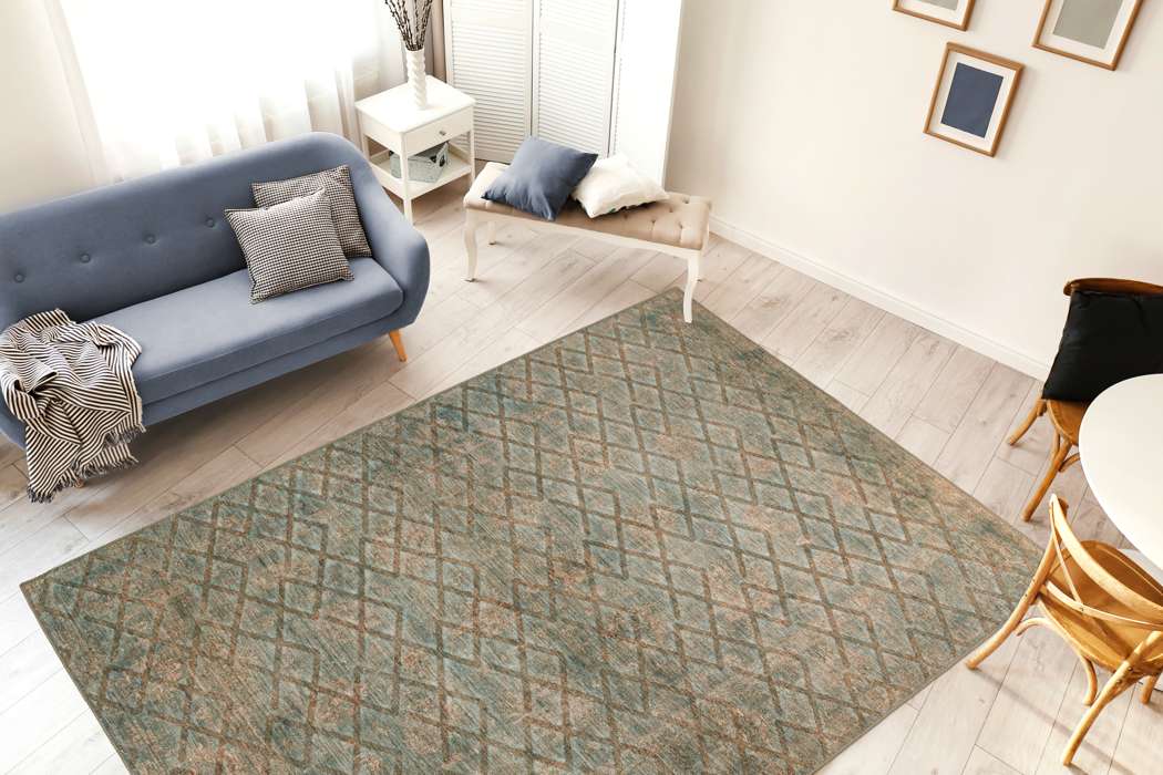 Antique 125 blauw/goud/khaki 80x150cm - Afbeelding 2