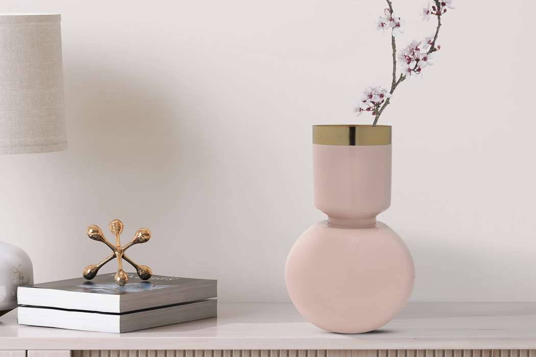 Vaas Art Deco 2125 roze/goud - Afbeelding 2