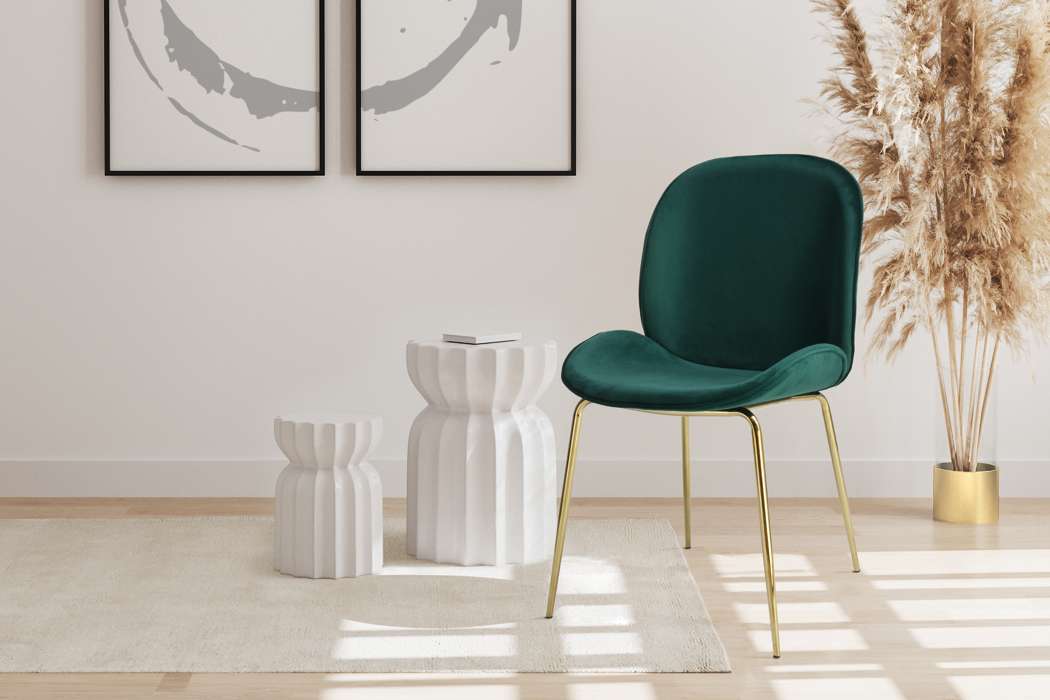 Charlize 110 Chair Set of 2 Green / Brass - Afbeelding 3