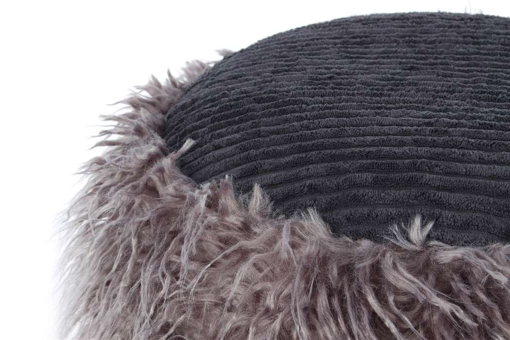 Fake fur poof Bobtail 125 donkergrijs / zwart - Afbeelding 3