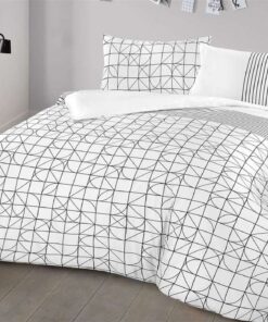 Alternative view of Bed linen Kennedy 100-FR White / Black 220cm x 240cm / 65cm x 65cm (2 pcs.)