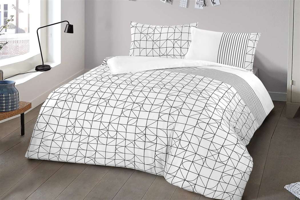 Dekbed Kennedy 100-GB wit / zwart 260cm x 220cm / 50cm x 75cm (2 Stk.) - Afbeelding 2