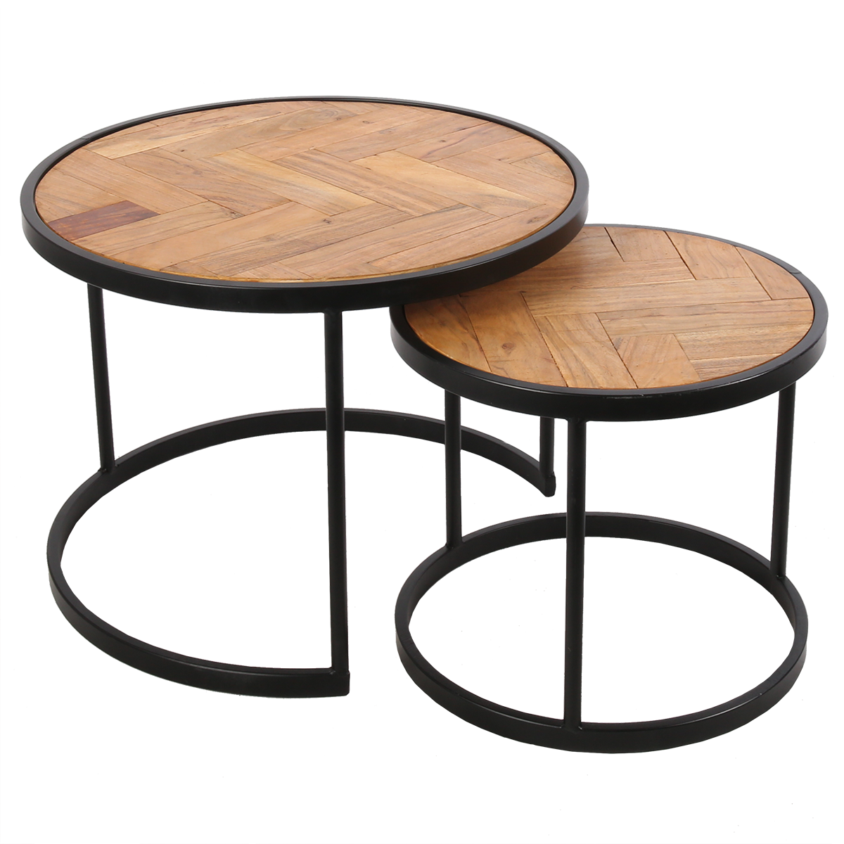 Set van 2 bijzettafels Caro acacia hout