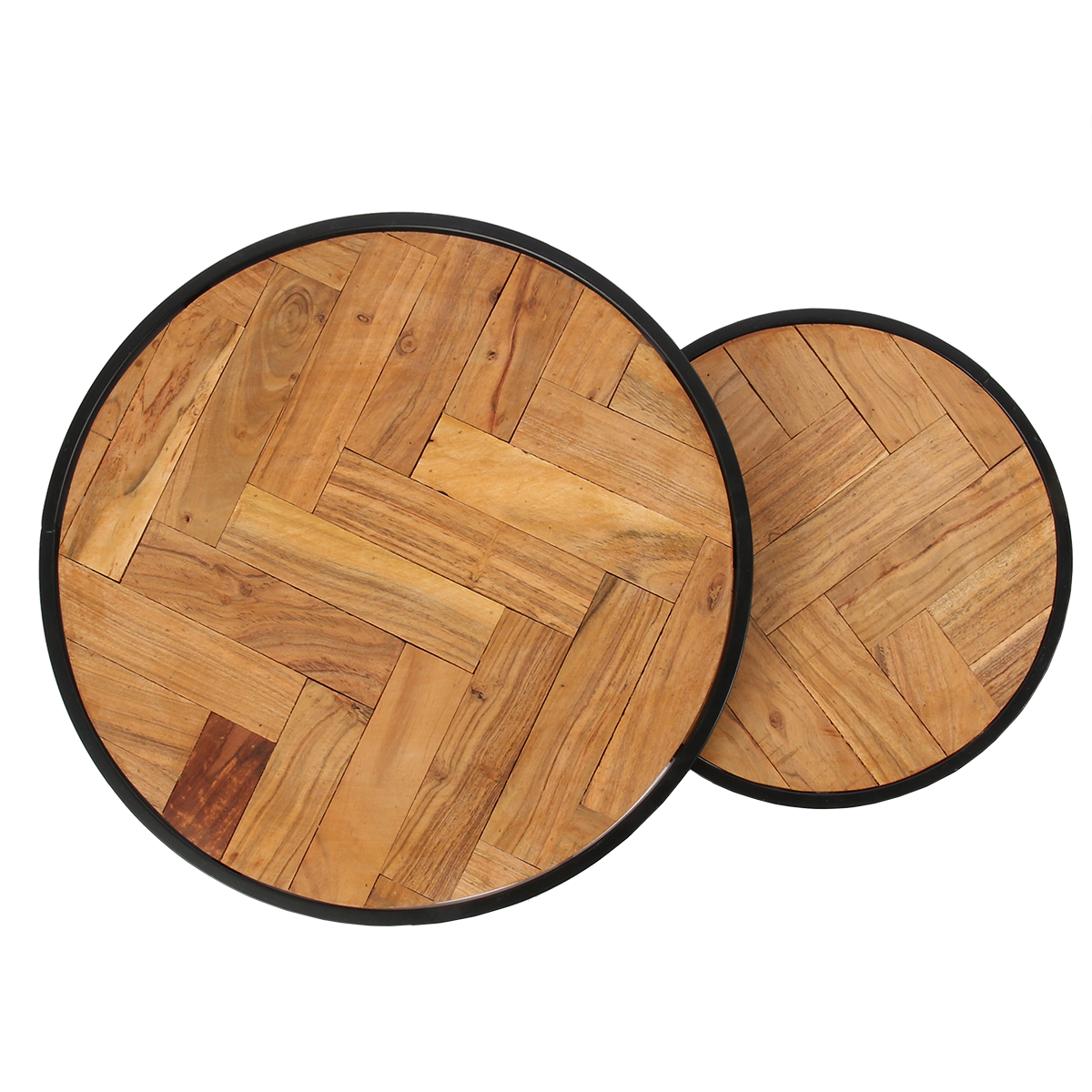 Set van 2 bijzettafels Caro acacia hout - Afbeelding 2