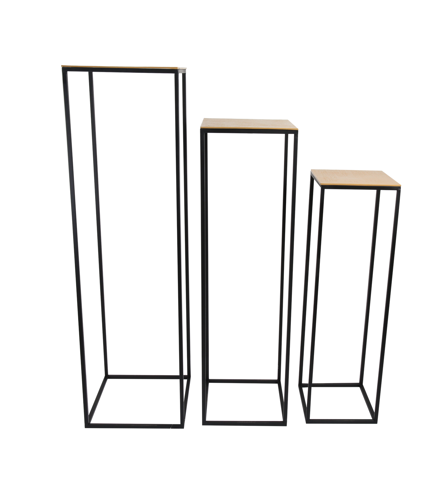 Set van 3 zuilen Bocelli jute goud + zwart frame