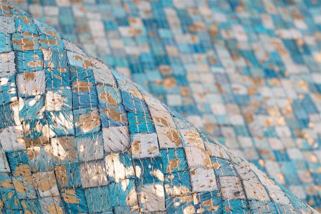 Finish 100 turquoise/goud 80x150cm - Afbeelding 3