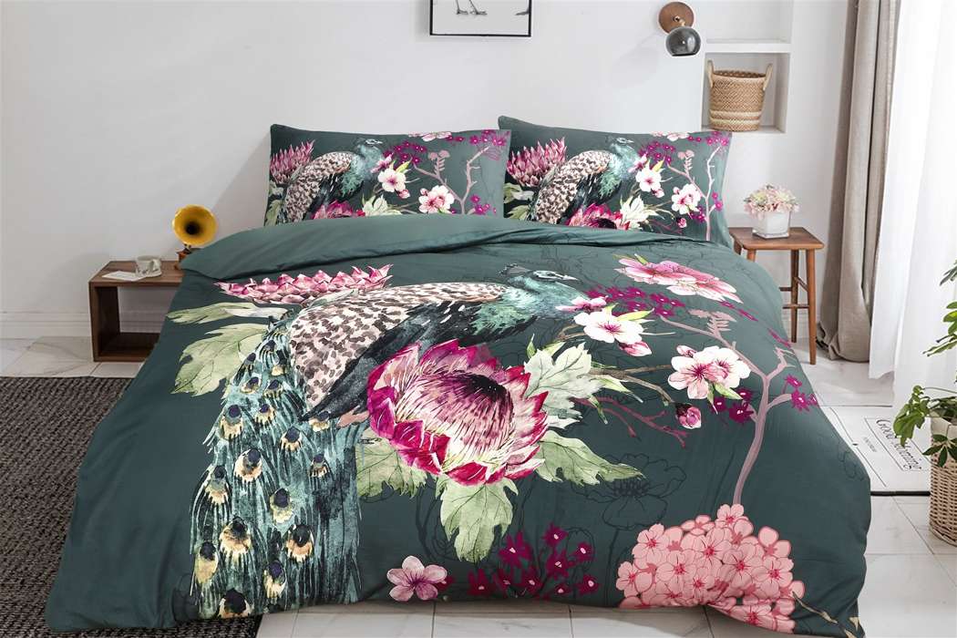 Bed linen Blossom 100-GB Multi / Green 260cm x 220cm / 50cm x 75cm (2 pcs.) - Afbeelding 2