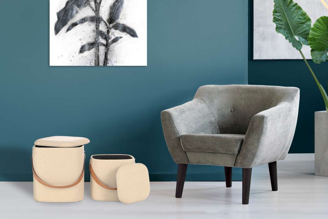 Hocker Arabella 225 set van 2 Beige / bruin - Afbeelding 2