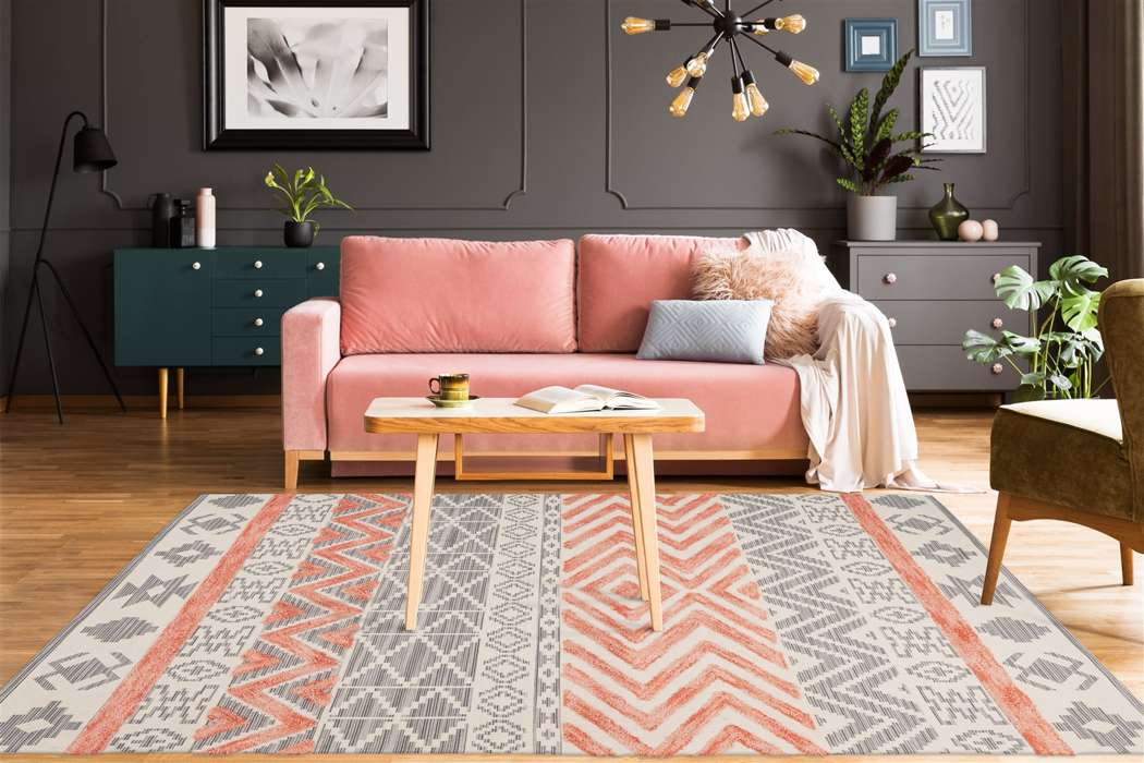 Ethnie 100 grey/apricot 120x170cm - Afbeelding 2