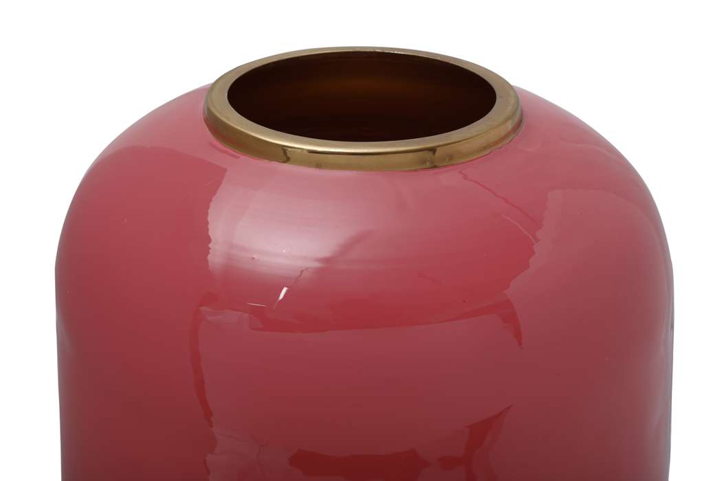 Vaas Art Deco 195 hoog, koraalrood/goud - Afbeelding 3