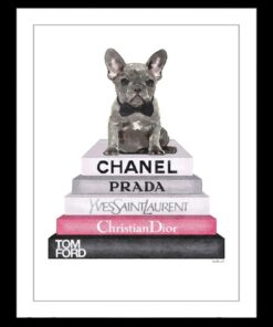 Glasschilderij 50x60 pup en boeken