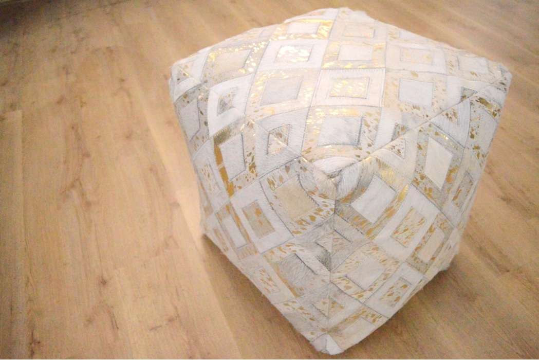 Spark Poef 110 ivoor / goud 45cm x 45cm - Afbeelding 2
