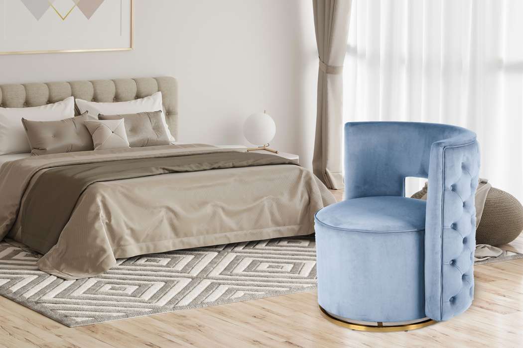 Armchair swivel armchair Sophistic 125 light blue / gold - Afbeelding 3