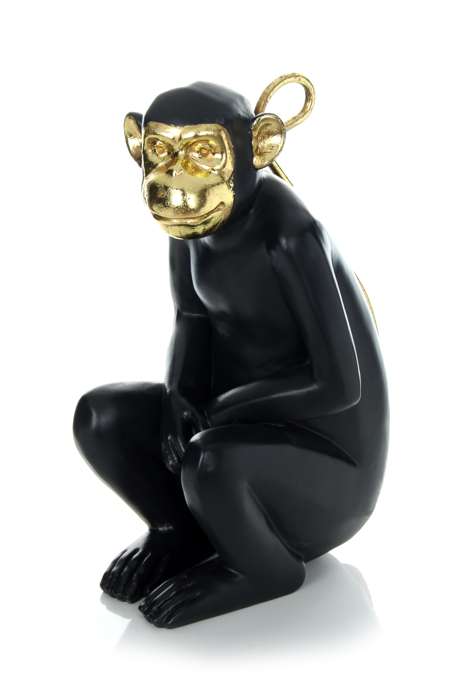 Sculptuur Sitting Monkey 310 goud / zwart