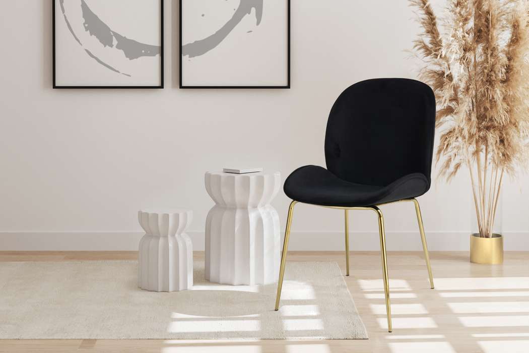 Charlize 110 Chair Set of 2 Black / Brass - Afbeelding 3