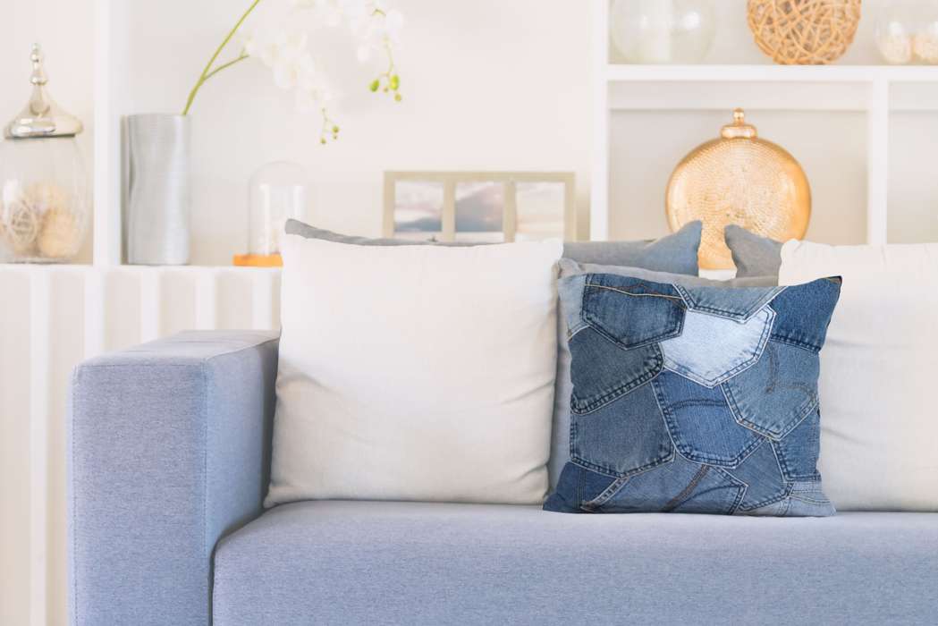 Denim kussen 220 Jeansblau 45cm x 45cm - Afbeelding 2