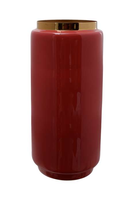 Vaas Art Deco 455 koraal rood/goud