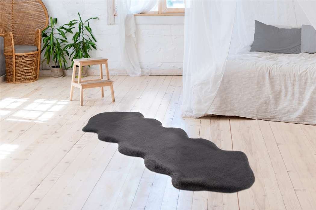 Rabbit Double Sheepskin 300 antraciet 60x180cm - Afbeelding 2