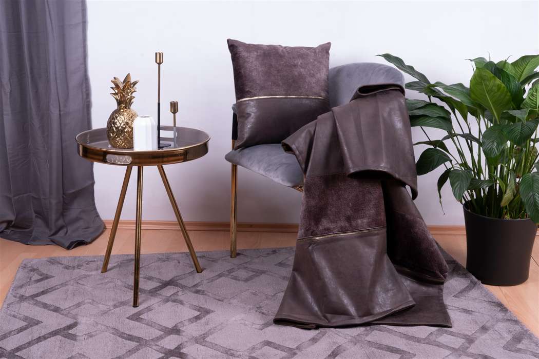 Decorative cushions & blanket Picco 125 set of 2 gray / brown - Afbeelding 3